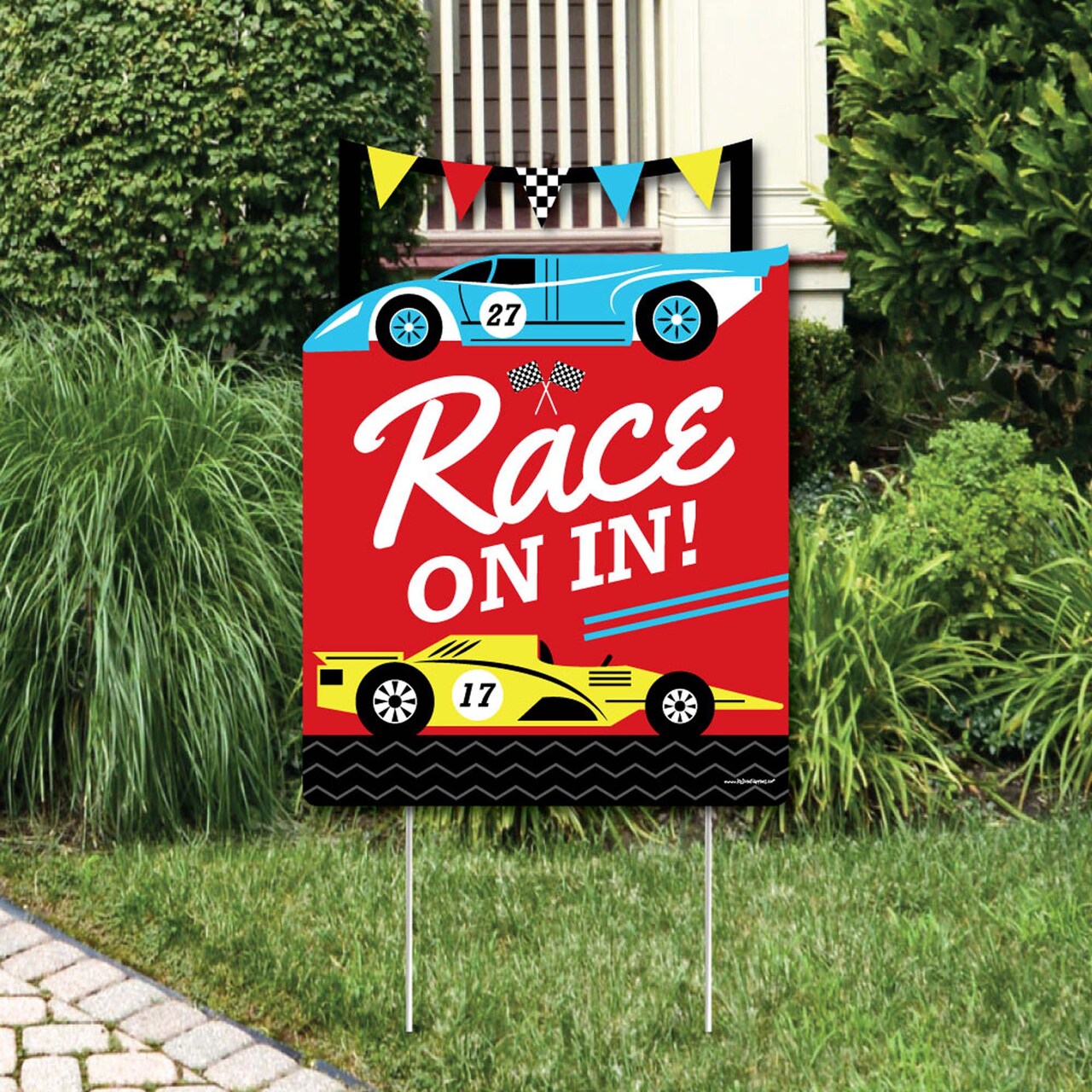 Big Dot of Happiness Let's Go Racing - Racecar - Party Decorations - Race Car Birthday Party or Baby Shower Welcome Yard Sign